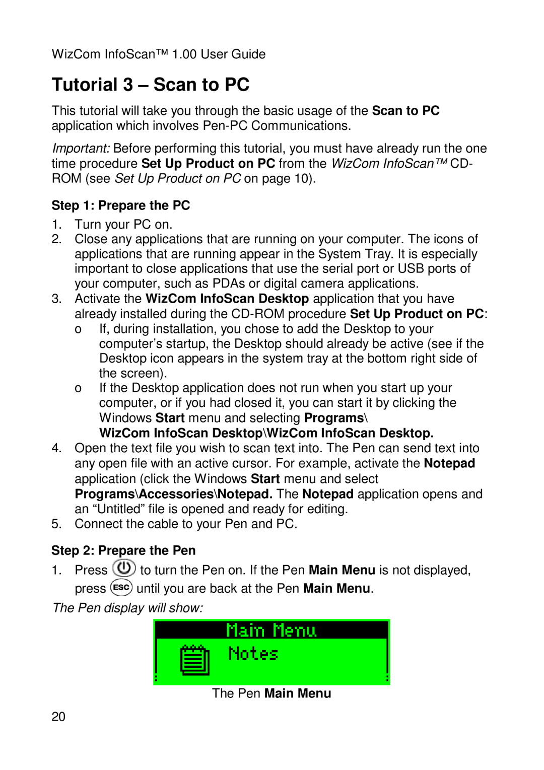 Wizcom Pen Scanner warranty Tutorial 3 Scan to PC, WizCom InfoScan Desktop\WizCom InfoScan Desktop 