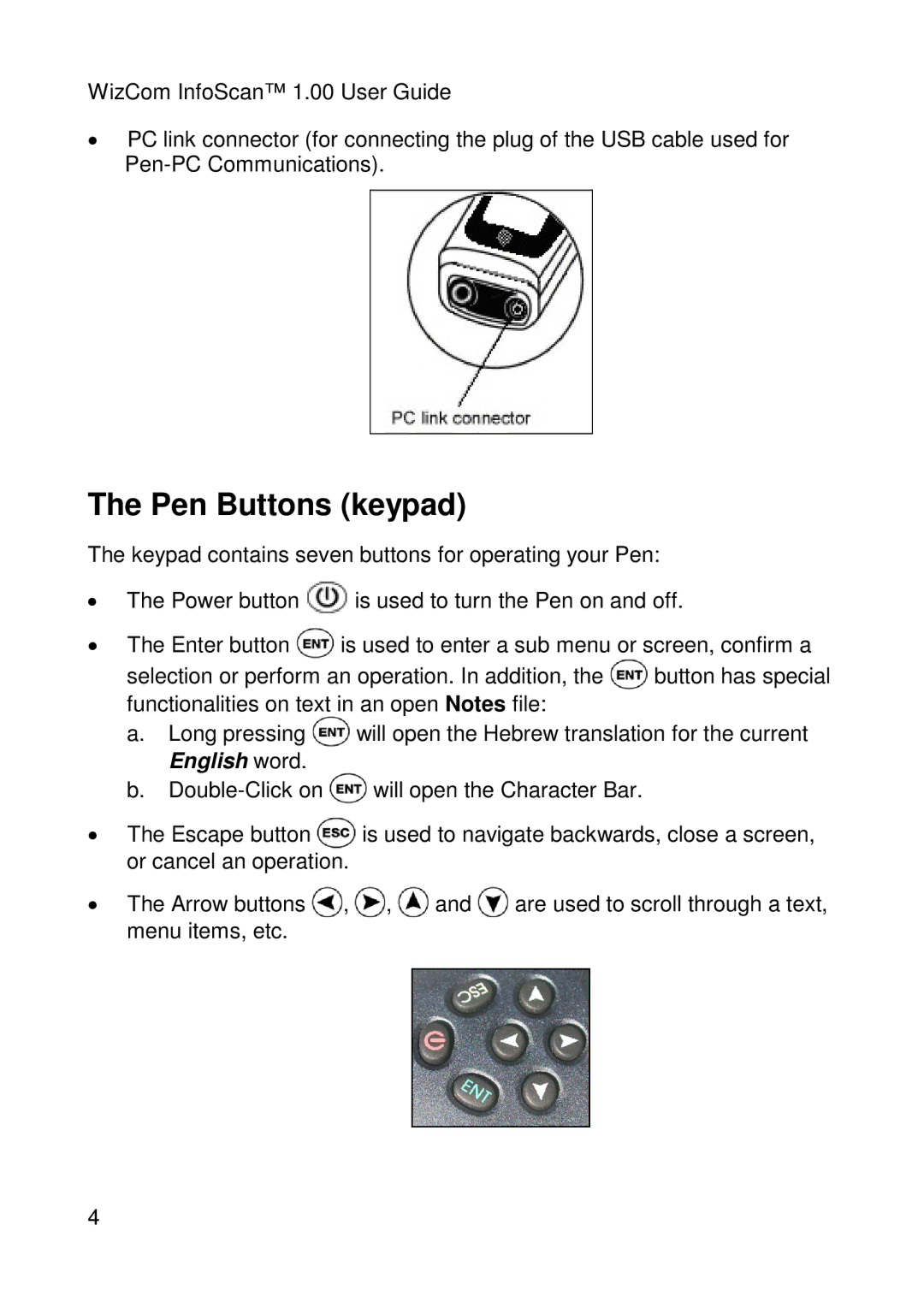 Wizcom Pen Scanner warranty Pen Buttons keypad 