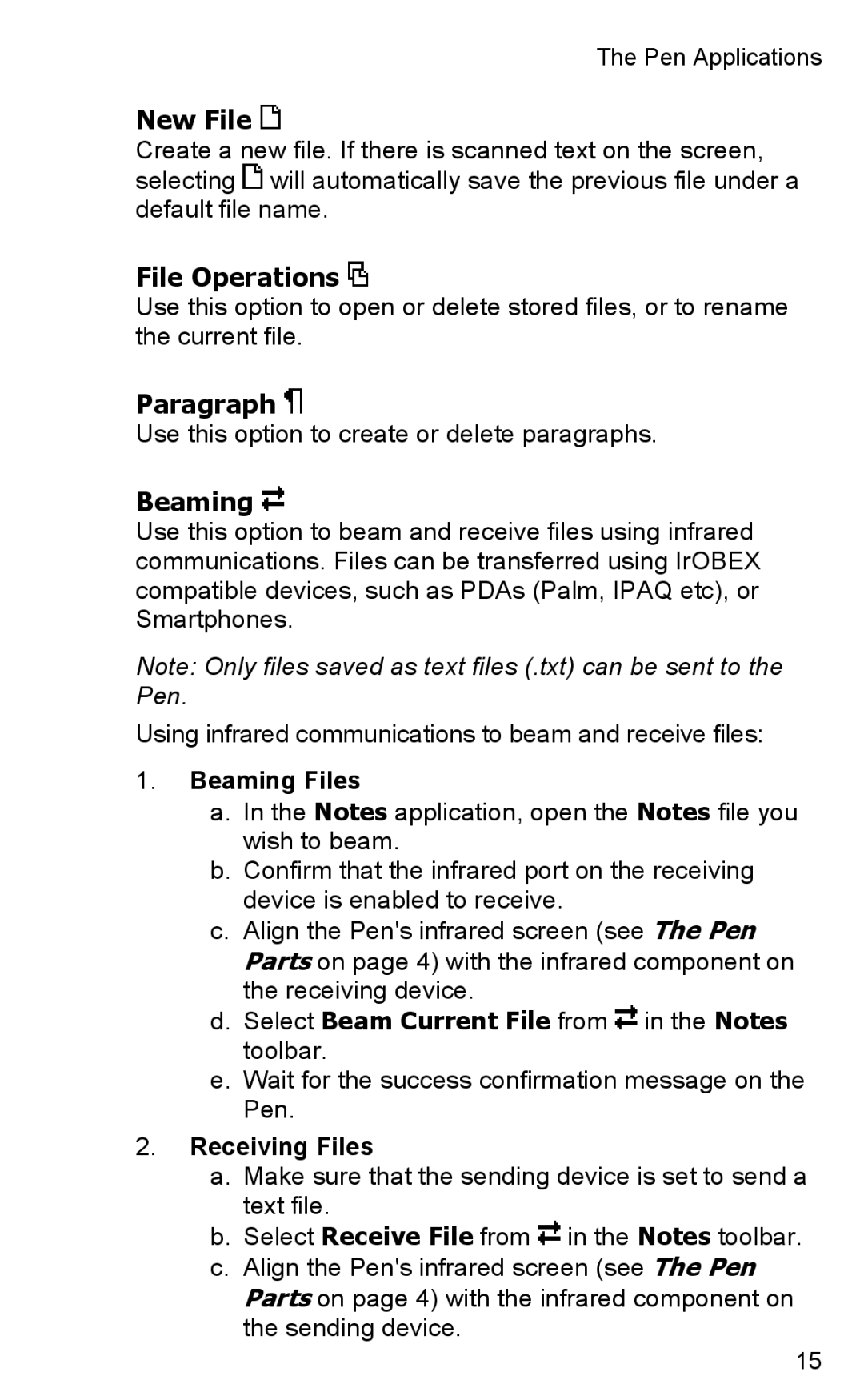 Wizcom TS Elite New File, File Operations, Paragraph, Beaming, Select Beam Current File from in the Notes toolbar 