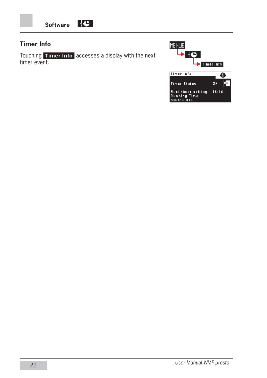 WMF Americas 1400 user manual Timer Info 