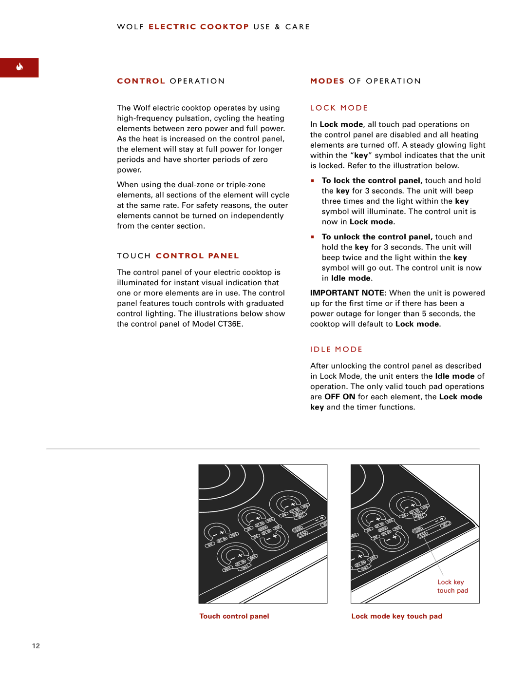 Wolf Appliance Company CT15E, CT36EU, CT30E To U C H Control Panel, Modes O F O P E R AT I O N, C K M O D E, L E M O D E 