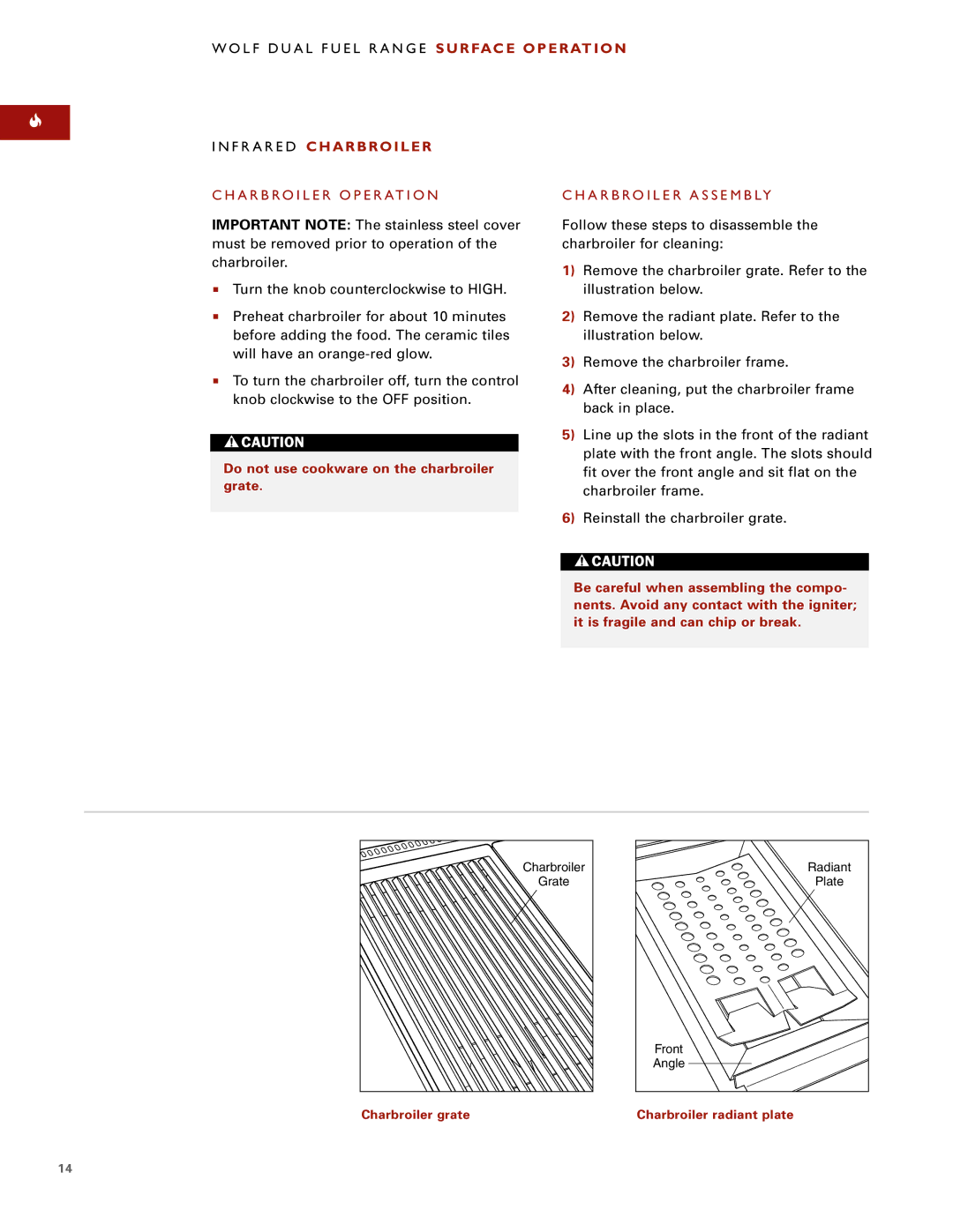 Wolf Appliance Company DF484CG manual Fit over the front angle and sit flat on 