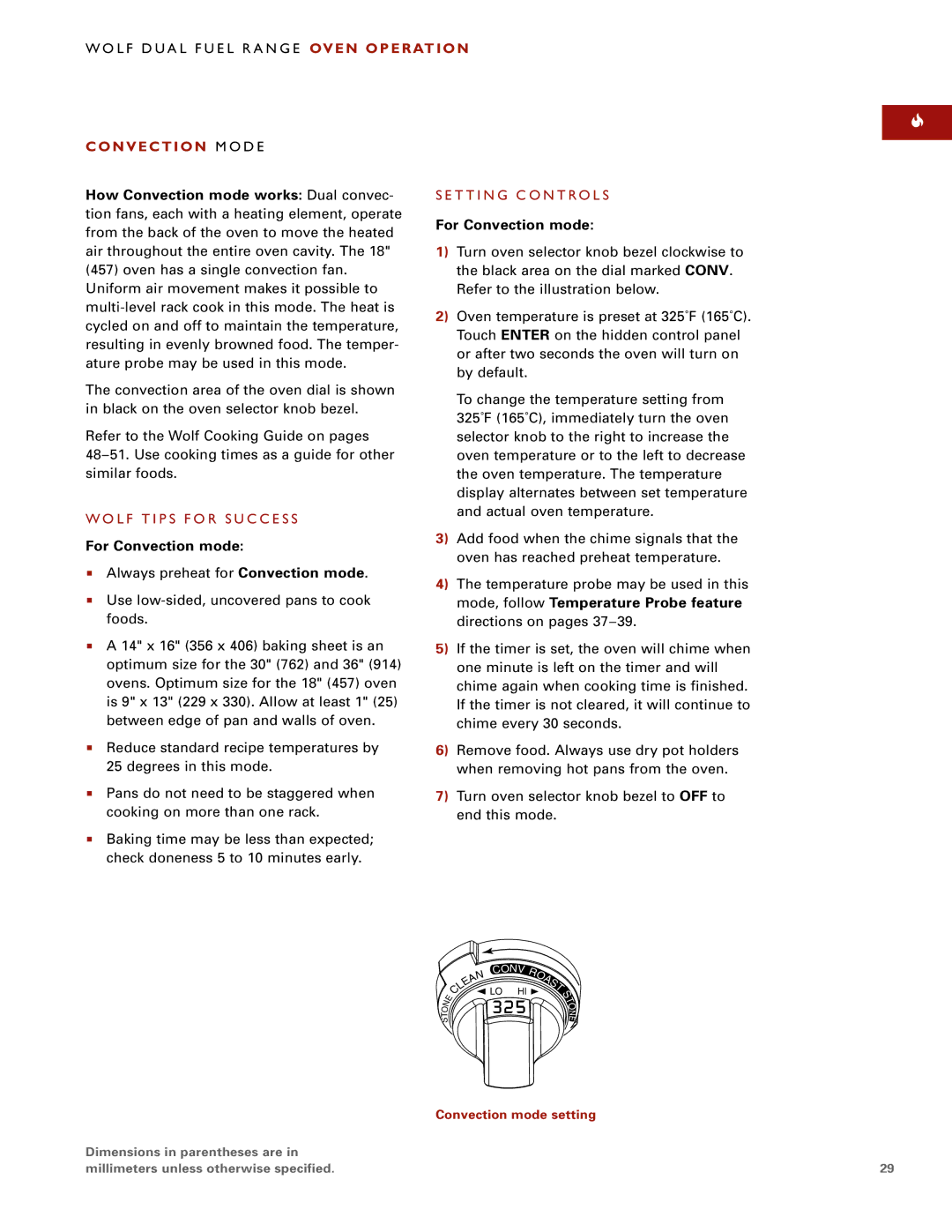 Wolf Appliance Company DF484CG manual Convection M O D E, How Convection mode works Dual convec, For Convection mode 