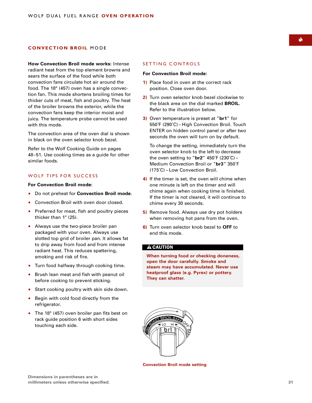 Wolf Appliance Company DF484CG manual Convection Broil M O D E, How Convection Broil mode works Intense 