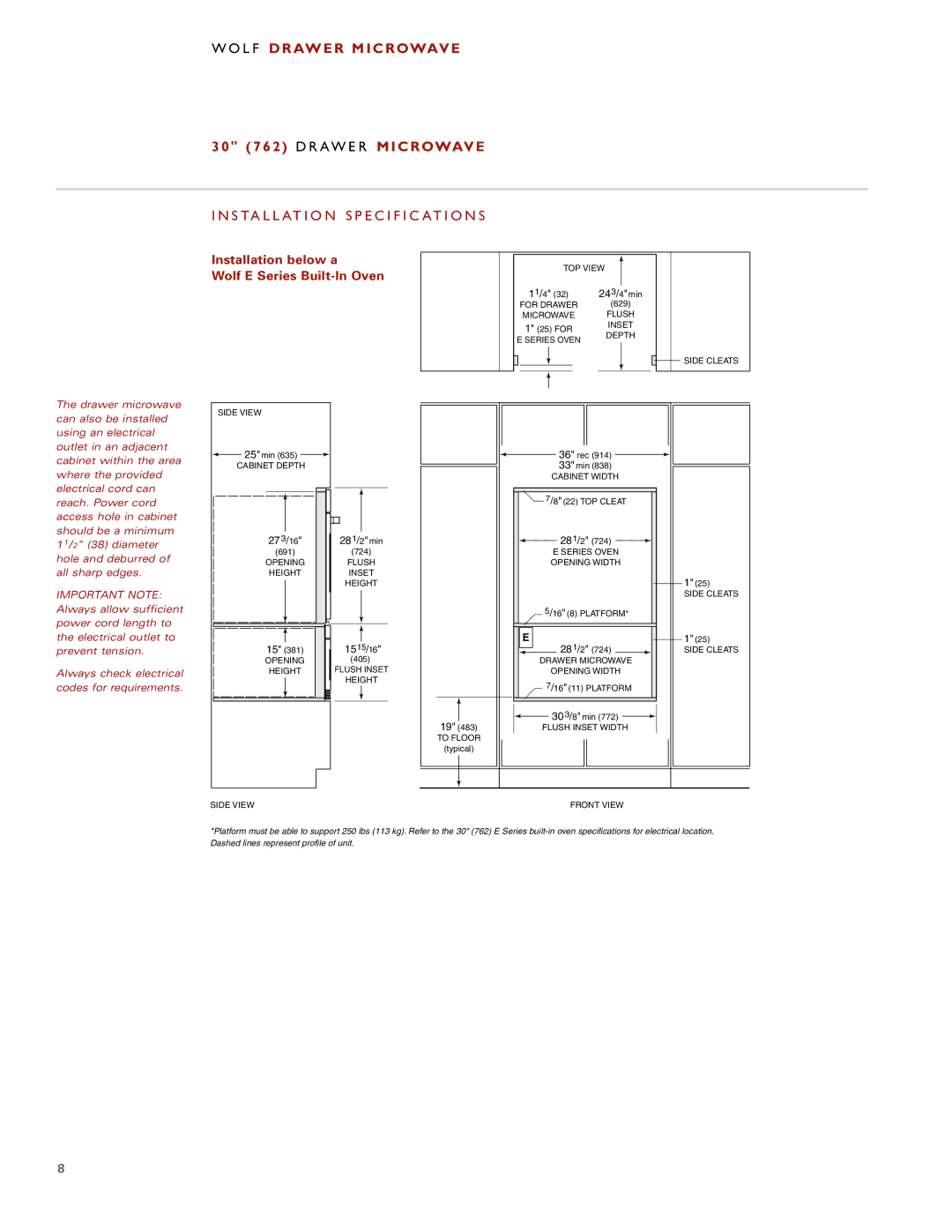 Wolf Appliance Company Drawer Microwave installation instructions WO LF DR Awer Micr Owave 762 D Rawer Microwave 