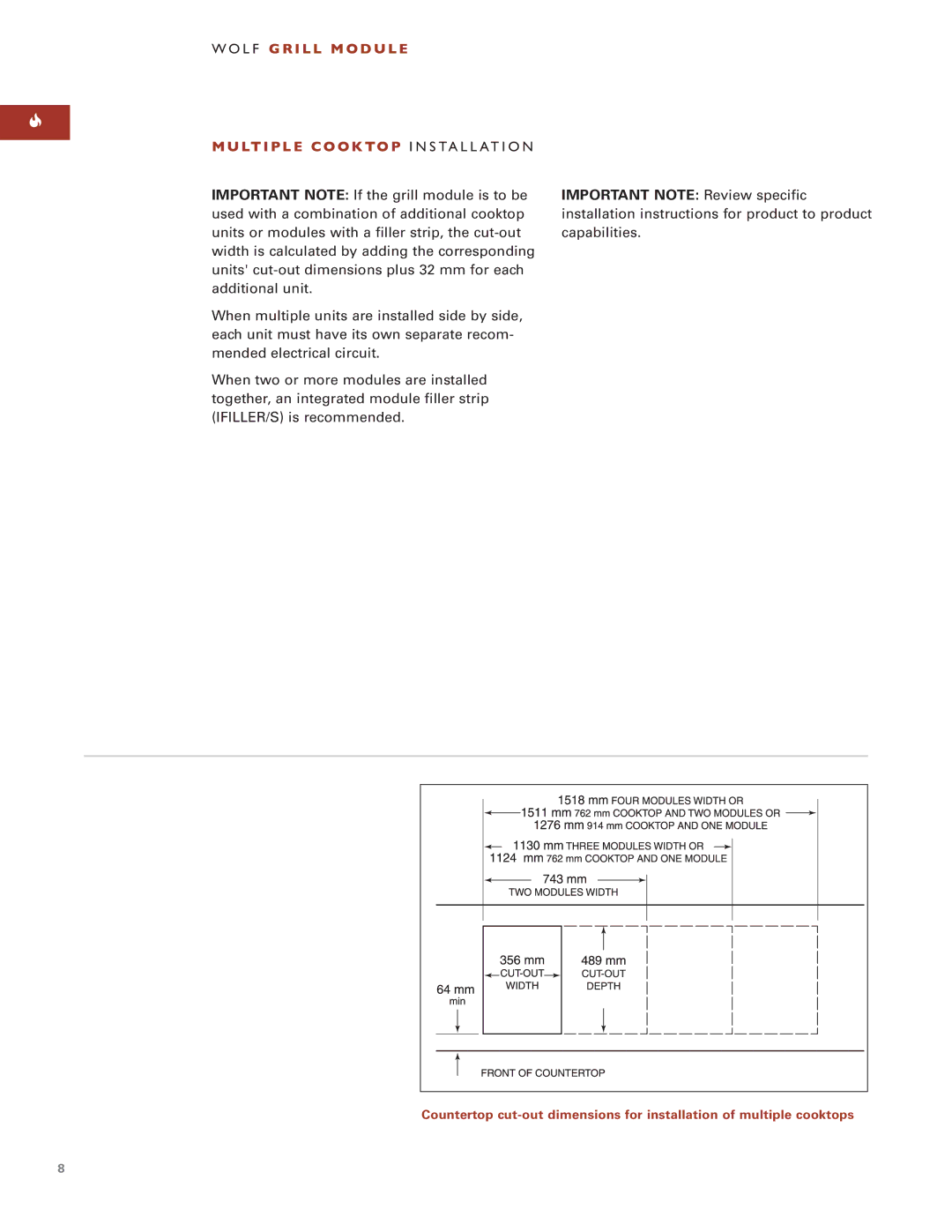 Wolf Appliance Company ICBIG15/S installation instructions Important Note Review specific 