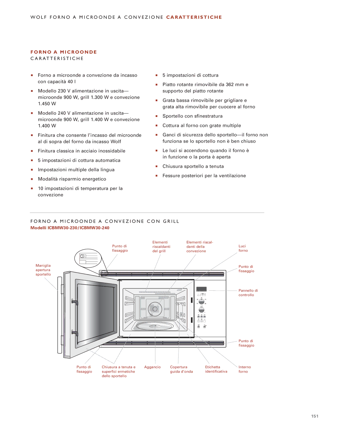 Wolf Appliance Company ICBMW30-230, ICBMW30-240 manual R N O a M I C R O O N D E, R a T T E R I S T I C H E 