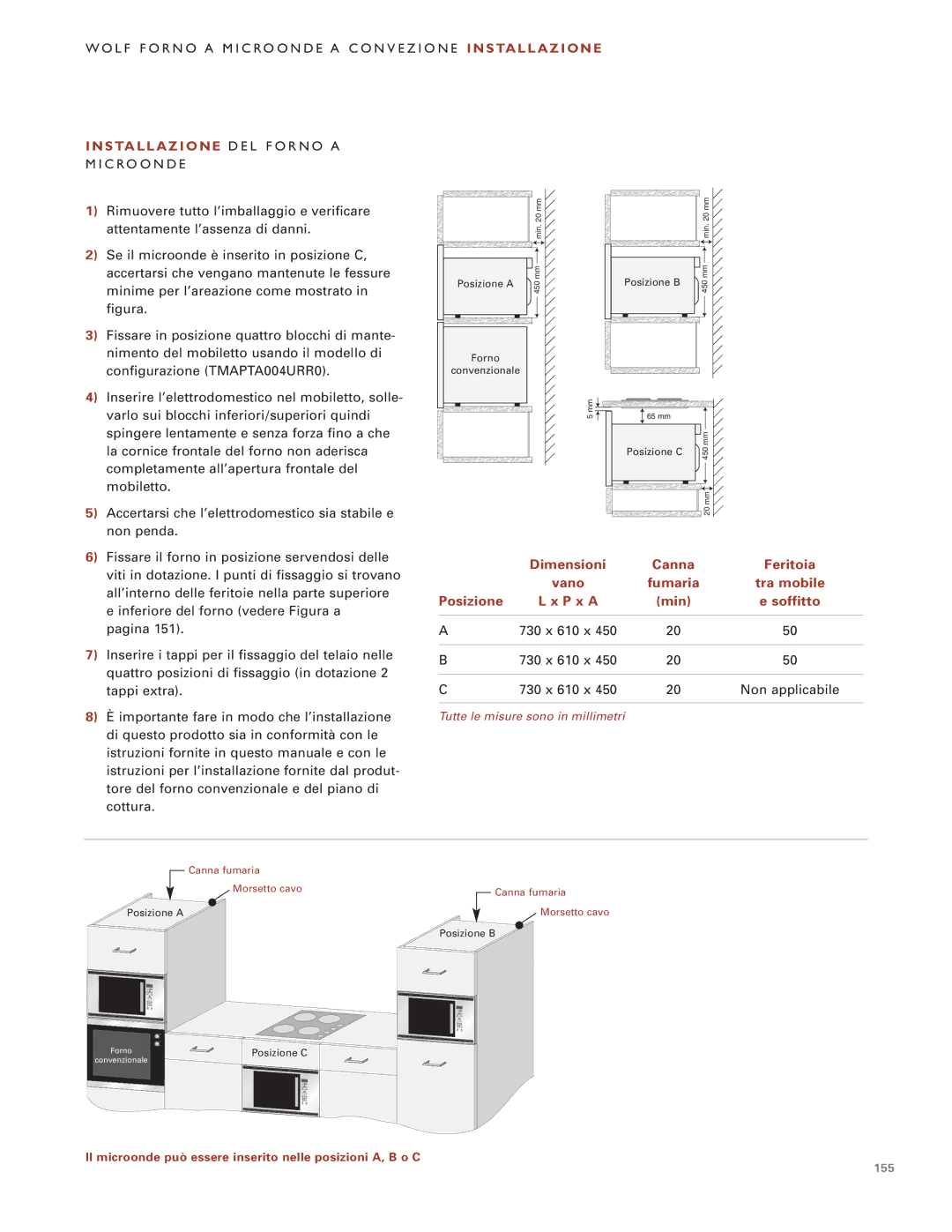 Wolf Appliance Company ICBMW30-230, ICBMW30-240 manual S TA L L a Z I O N E D E L F O R N O a, C R O O N D E 