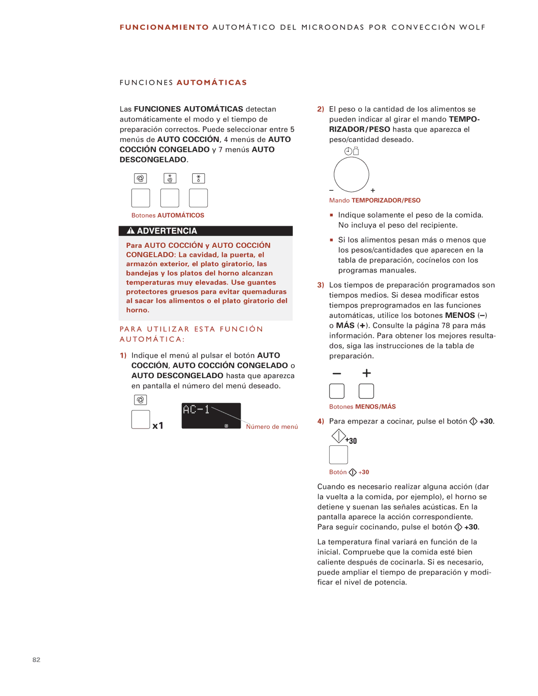 Wolf Appliance Company ICBMW30-240, ICBMW30-230 manual Descongelado, C R O O N D a S P O R C O N V E C C I Ó N W O L F 