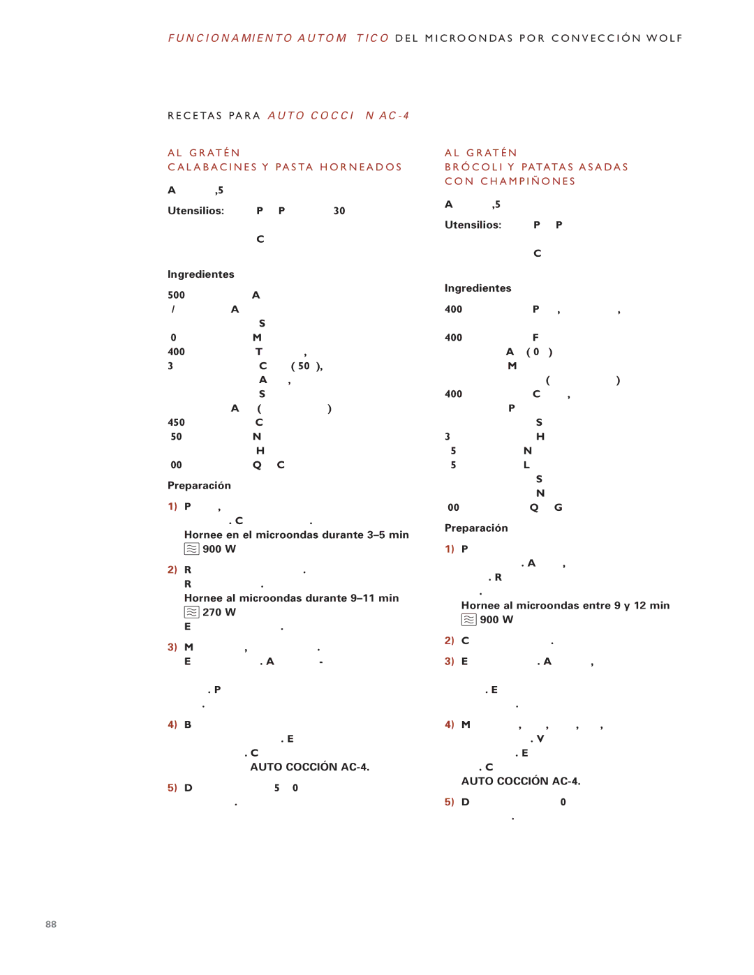 Wolf Appliance Company ICBMW30-240, ICBMW30-230 manual C E T a S P a R a a U to C O C C I Ó N a C, Auto Cocción AC-4 
