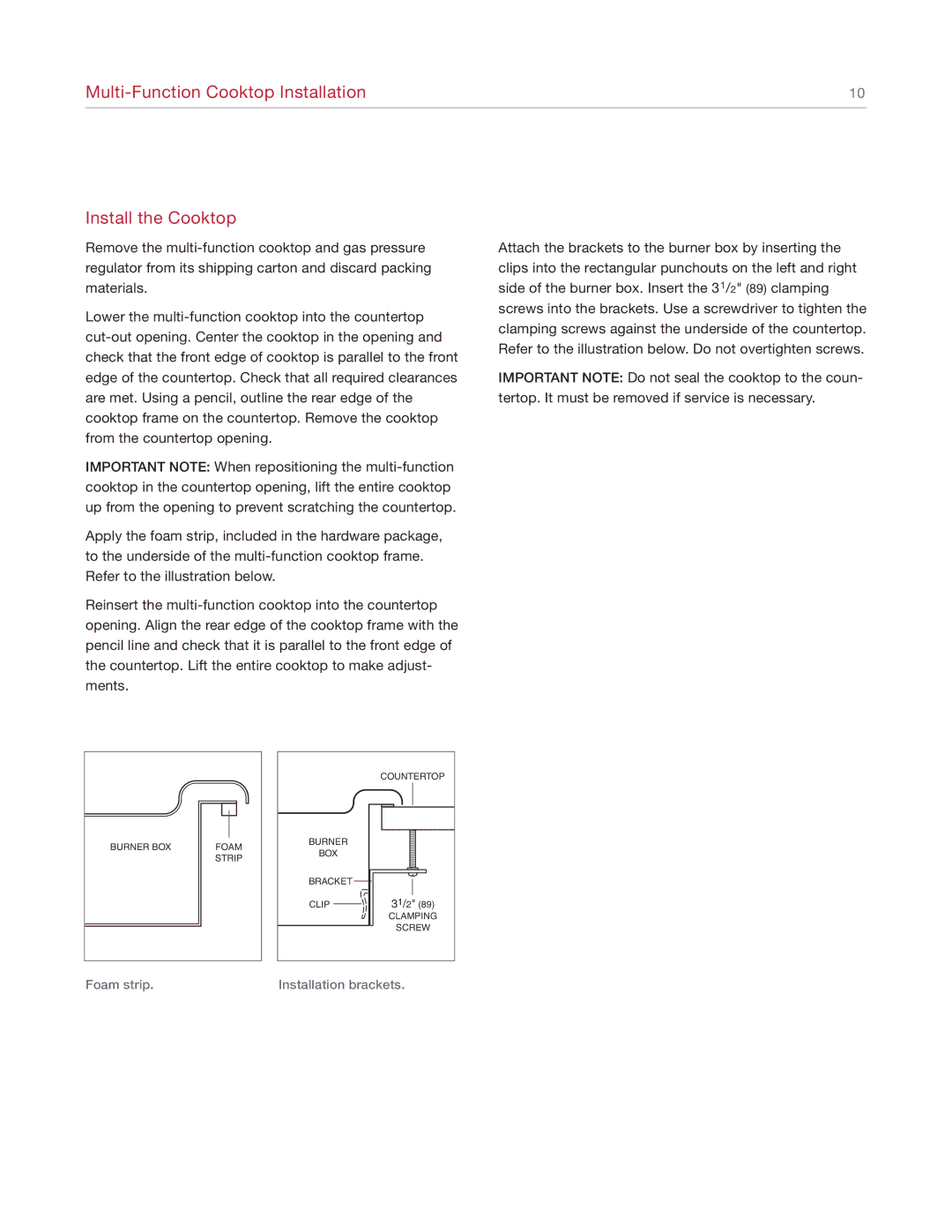 Wolf Appliance Company IM15 manual Multi-Function Cooktop Installation Install the Cooktop 