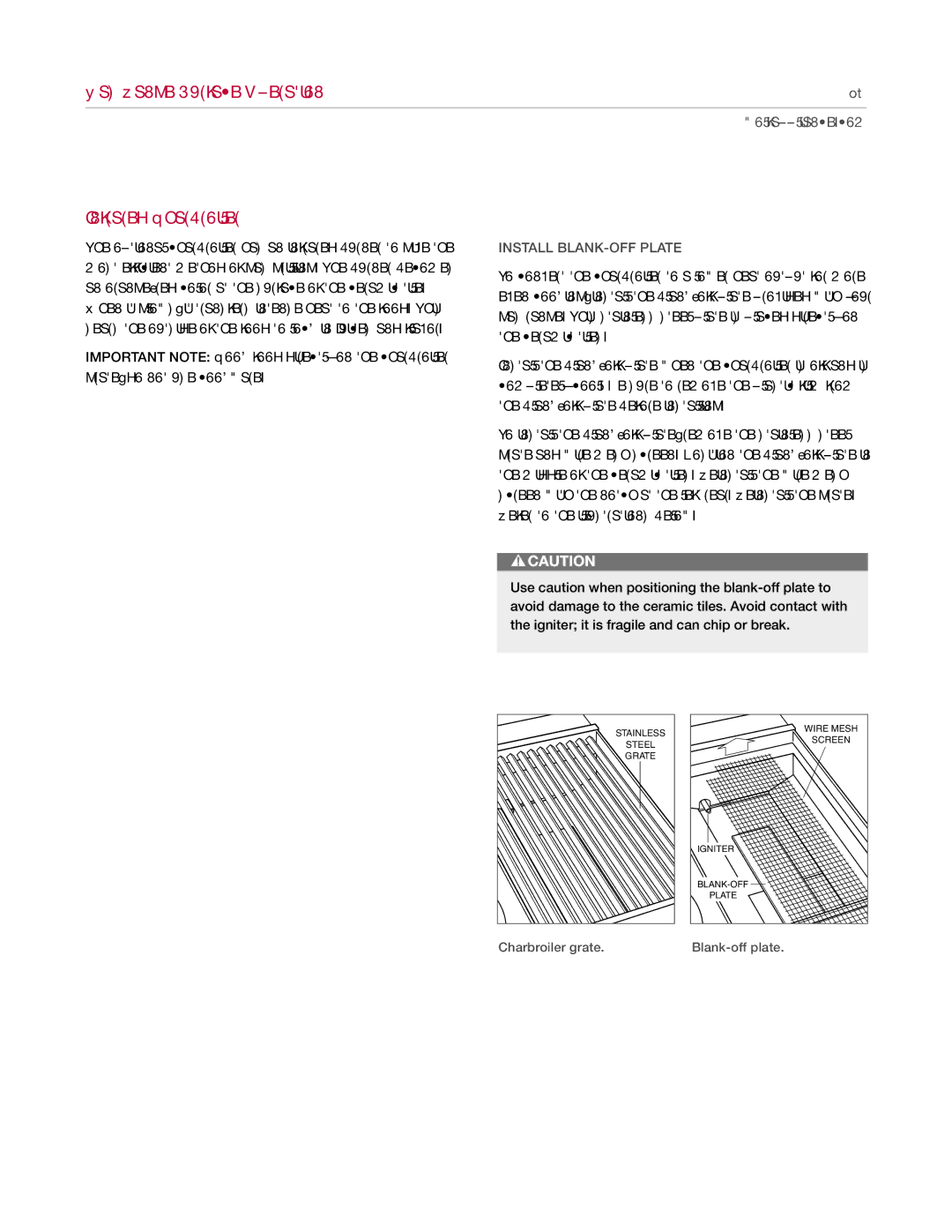 Wolf Appliance Company manual Gas Range Surface Operation Infrared Charbroiler, Install BLANK-OFF Plate 