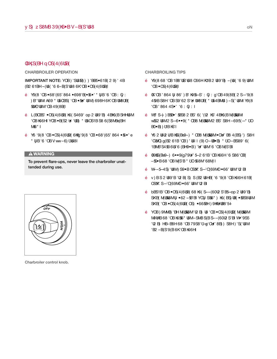 Wolf Appliance Company Range manual Charbroiler Operation, Charbroiling Tips 