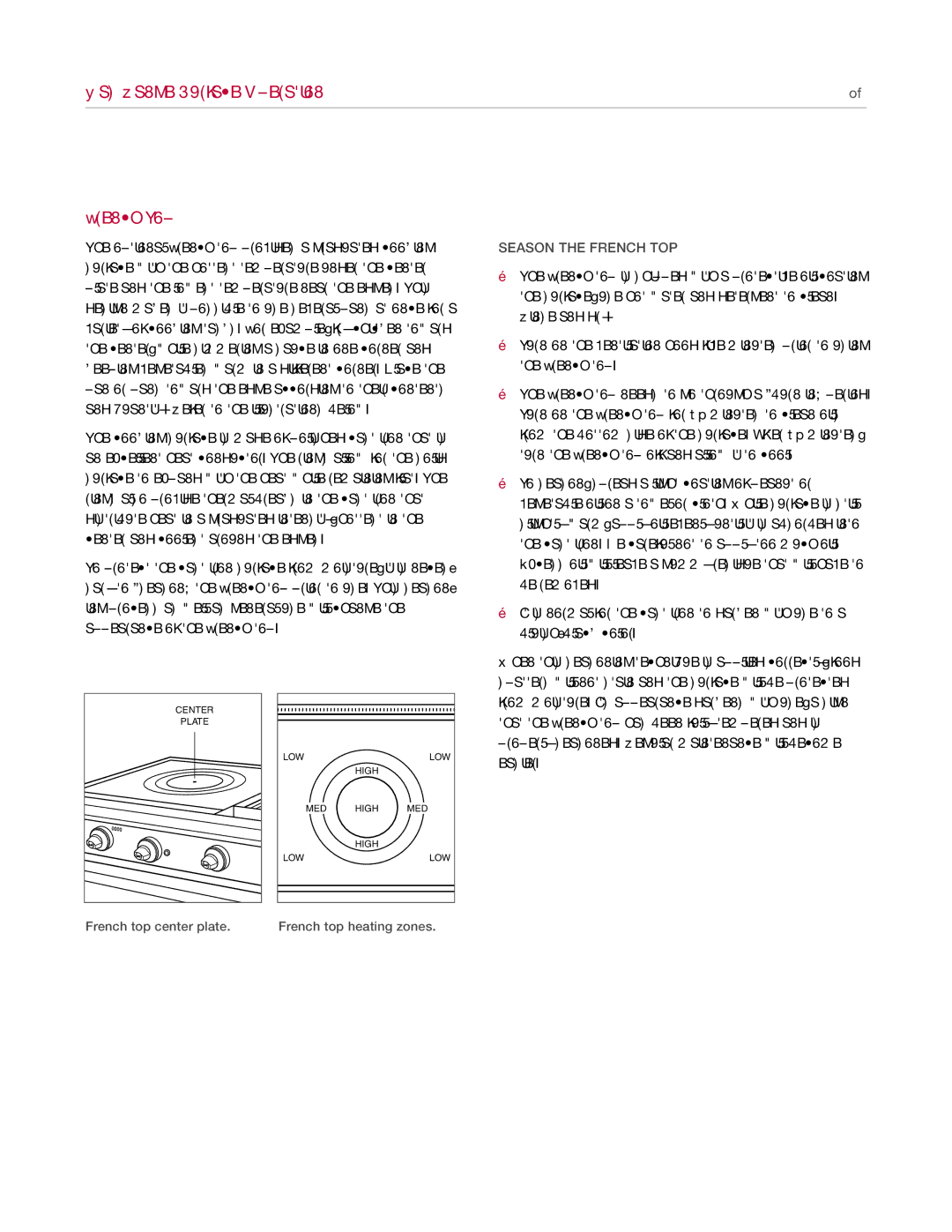 Wolf Appliance Company manual Gas Range Surface Operation French Top, Season the French TOP 