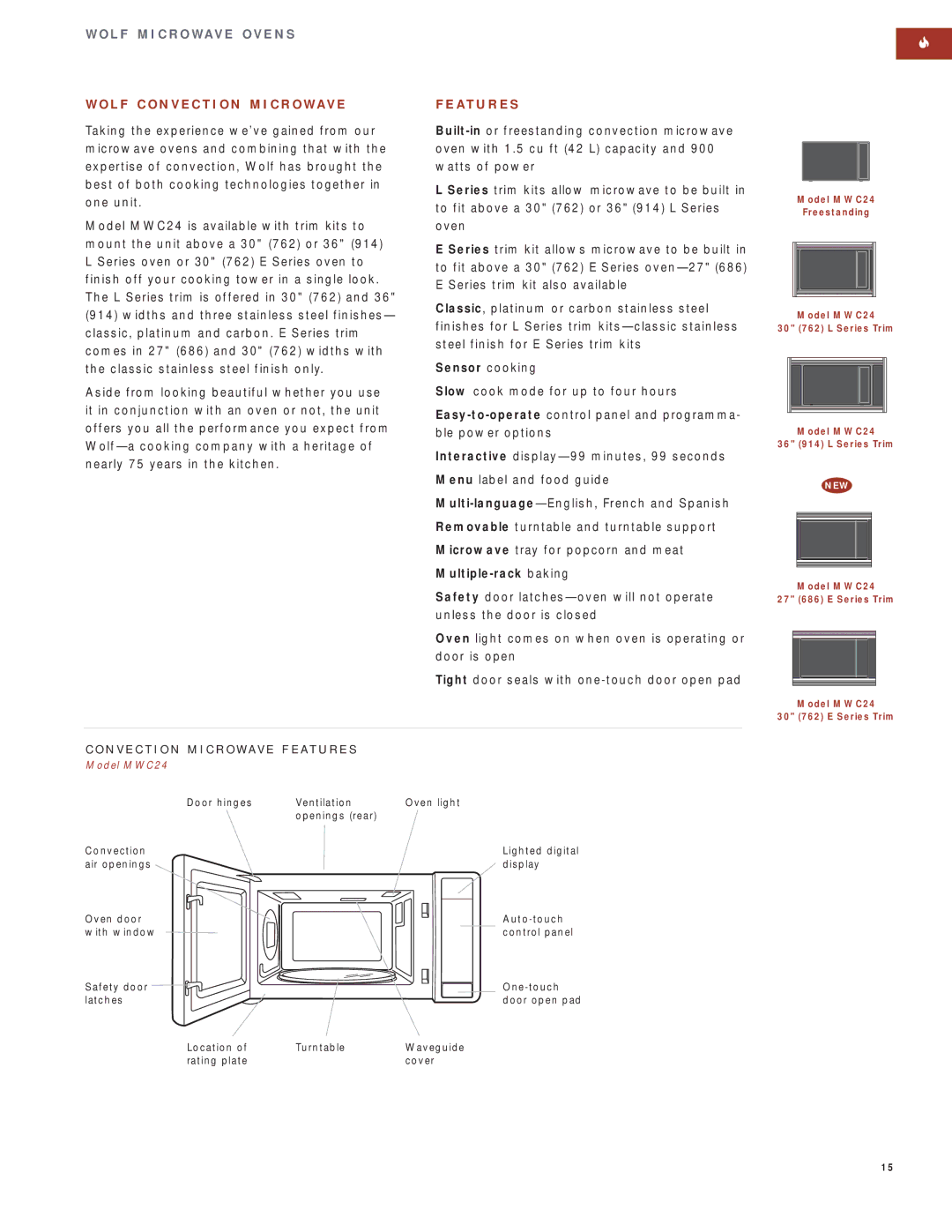 Wolf Appliance Company SO30F/S manual L F C O N V E C T I O N M I C R O W a V E, Model MWC24 