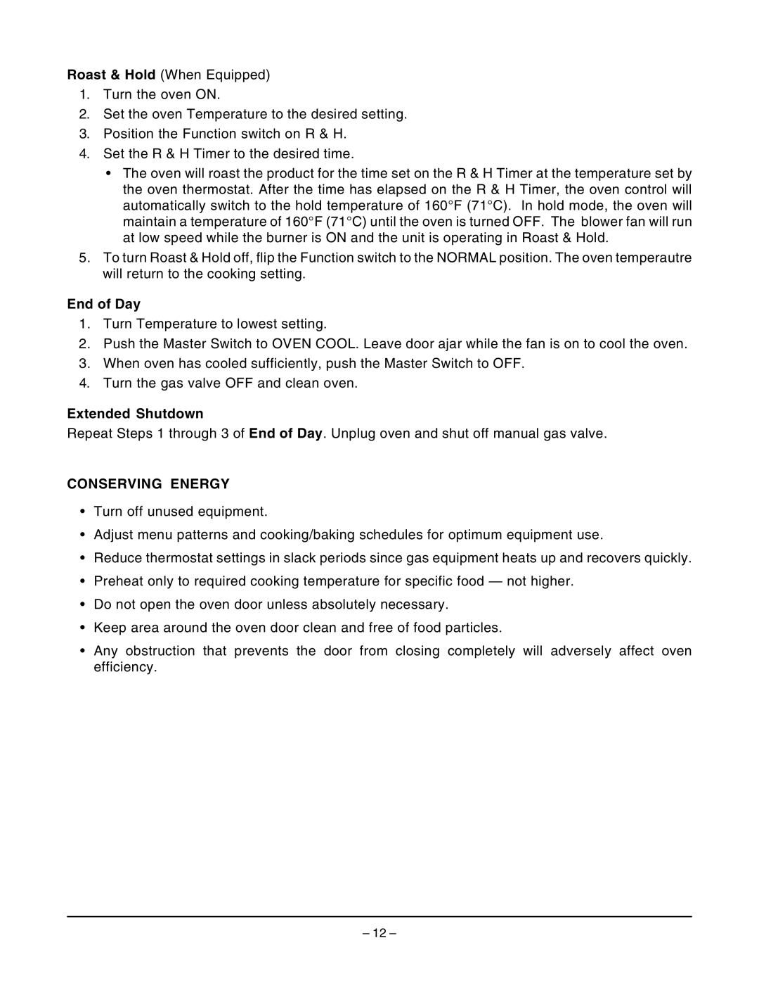 Wolf Appliance Company WKGD ML-126621 owner manual End of Day, Extended Shutdown, Conserving Energy 