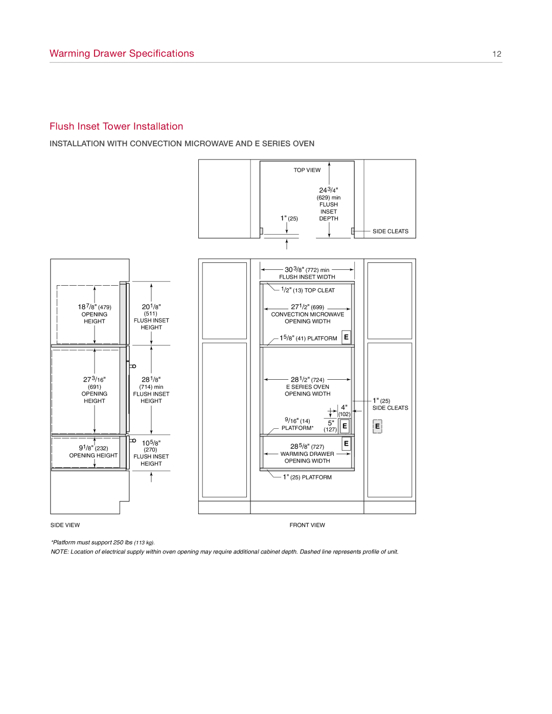 Wolf Appliance Company WWD30O manual Installation with Convection Microwave and E Series Oven 