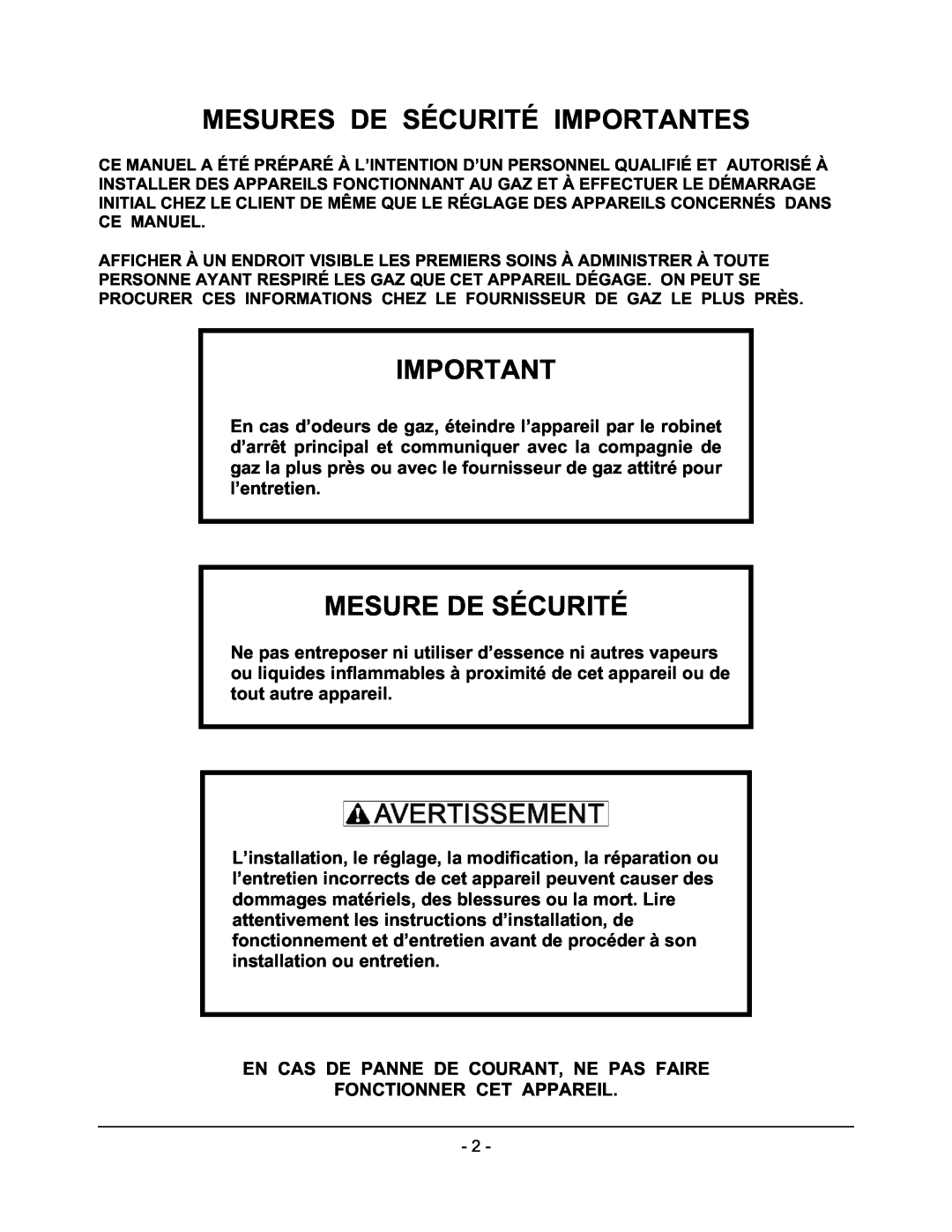 Wolf C60(S,C)(S,C), C36(S,C), C48(S,C), C72(S,C)(S,C) operation manual Mesures De Sécurité Importantes, Mesure De Sécurité 