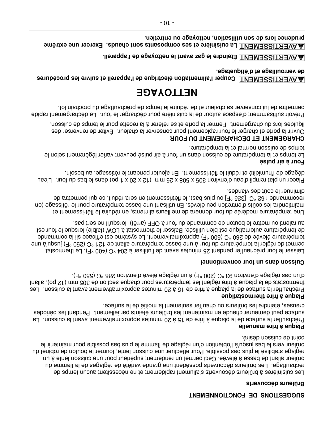 Wolf C48(S, C)(S, C72(S, C24S Nettoyage, ’appareil de nettoyage le avant gaz le Éteindre, Conventionnel four un dans Cuisson 