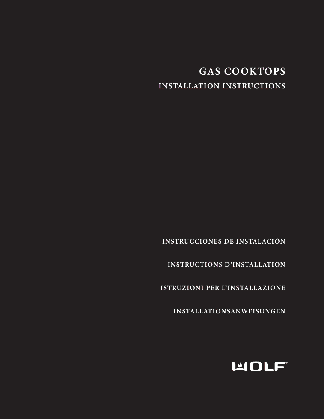 Wolf ICBCT15G installation instructions GAS Cooktops 