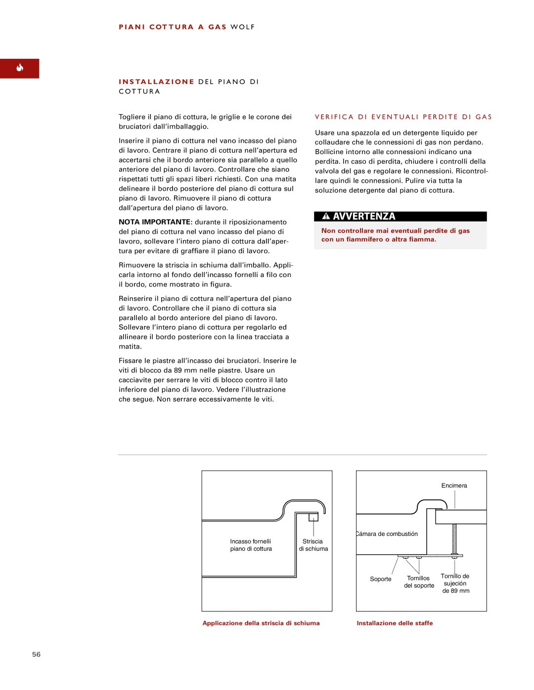 Wolf ICBCT15G installation instructions Cottura, Verifica DI Eventuali Perdite DI GAS 