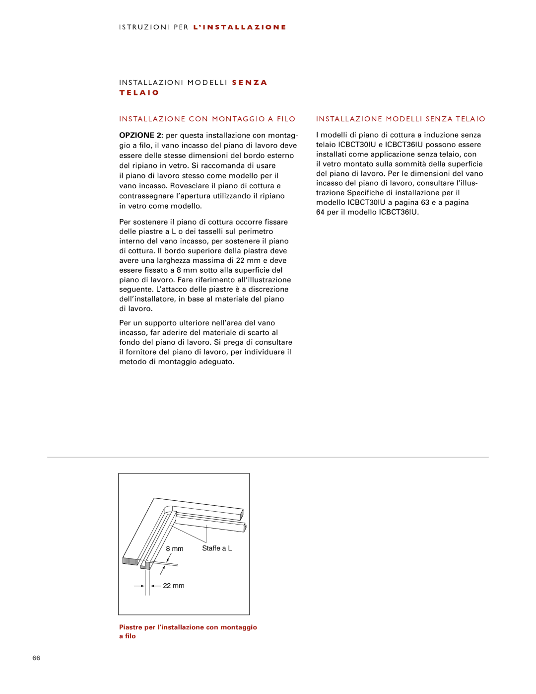 Wolf ICBCT30I installation instructions L a I O 