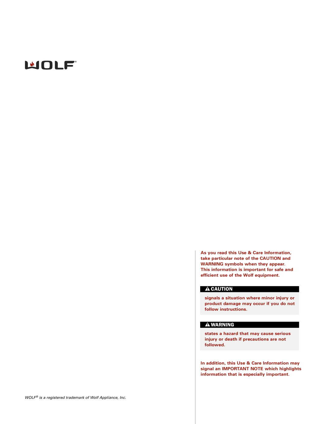 Wolf ICBCT30IU manual Wolf is a registered trademark of Wolf Appliance, Inc 