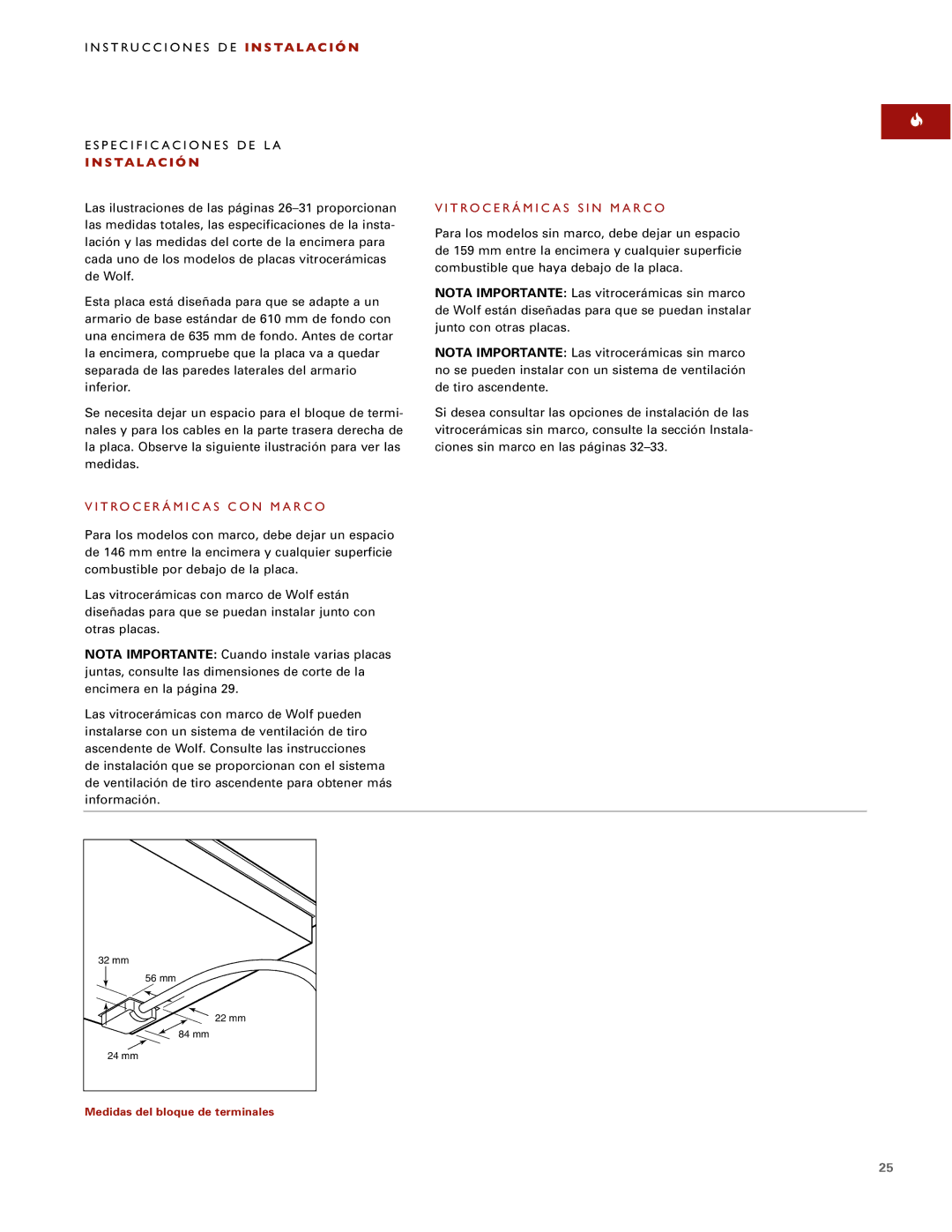 Wolf ICBCT36EU, ICBCT30EU Instrucciones DE I N S TA L a C I Ó N, Especific Aciones DE LA, Vitrocerámic AS CON Marco 