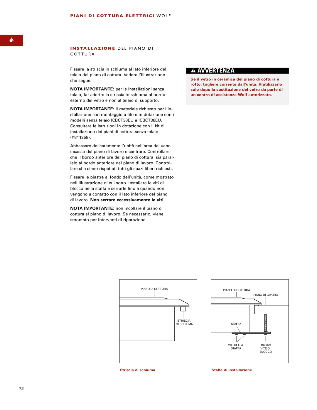 Wolf ICBCT30EU, ICBCT36EU, ICBCT15E installation instructions Cottura 