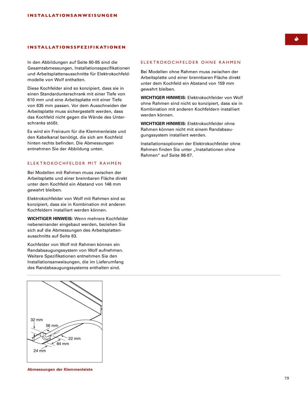 Wolf ICBCT15E, ICBCT36EU, ICBCT30EU installation instructions Elektrokochfelder MIT Rahmen, Elektrokochfelder Ohne Rahmen 