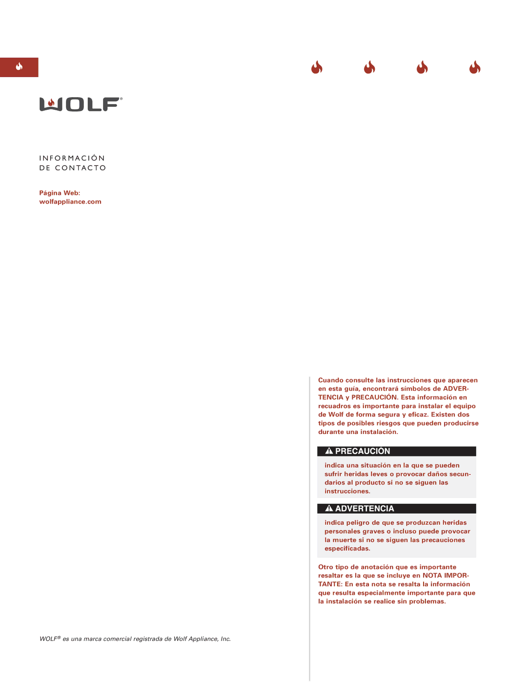 Wolf ICBDD30 installation instructions F O R M AC I Ó N DE Contacto 