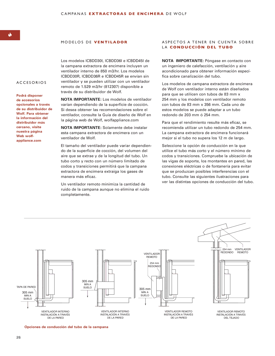 Wolf ICBDD30 installation instructions Accesorios, Modelos DE V E N T I L a D O R 