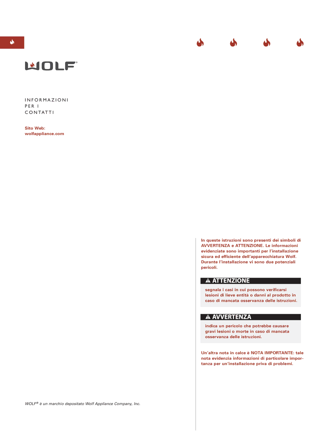 Wolf ICBDD30 installation instructions F O R M a Z I O N PER Contatti 