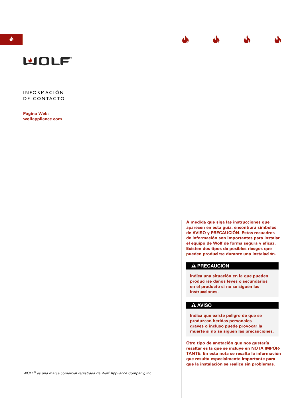 Wolf ICBIF15/S installation instructions F O R M a C I Ó N D E C O N TA C to 