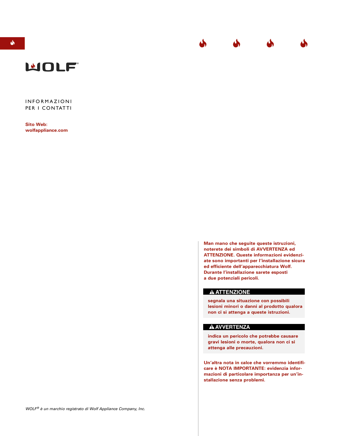 Wolf ICBIF15/S installation instructions F O R M a Z I O N R I C O N TAT T 