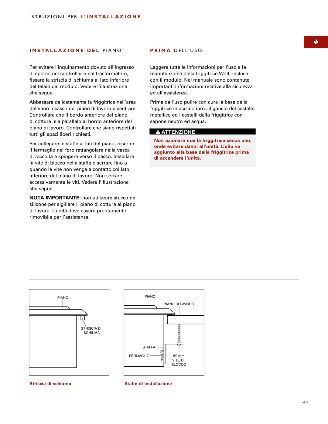 Wolf ICBIF15/S installation instructions I M a D E L L ’ U S O 