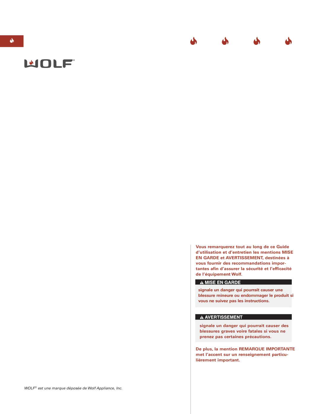 Wolf ICBIG15 manual Wolf est une marque déposée de Wolf Appliance, Inc 