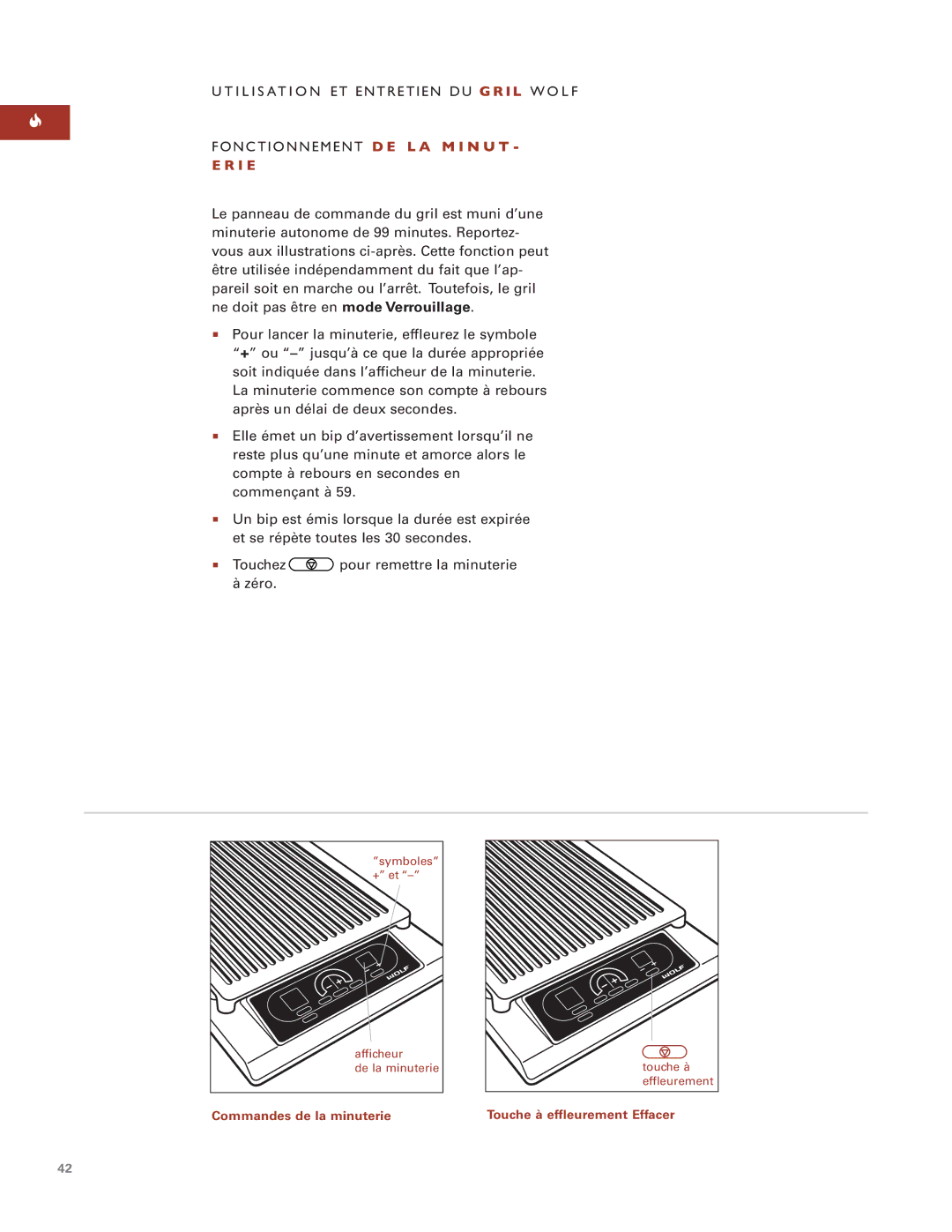 Wolf ICBIG15 manual Fonctionnement D E L a M I N U T I E 