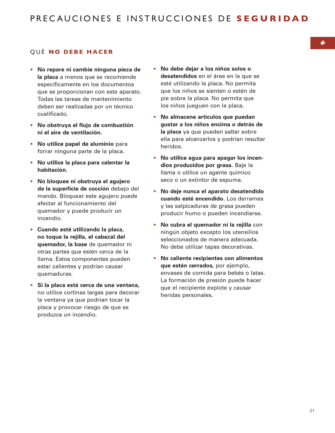 Wolf ICBIM15 manual É N O D E B E H Ac E R, No repare ni cambie ninguna pieza de, No utilice papel de aluminio para 