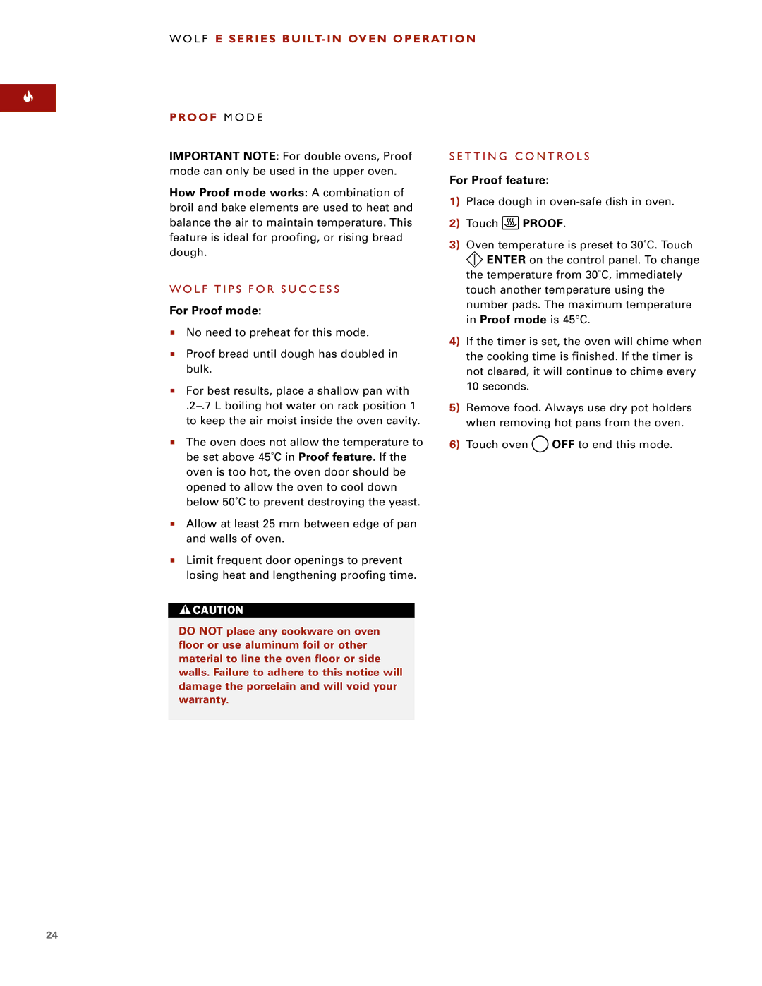 Wolf ICBSO30-2U/S, ICBSO30-2F/S manual Proof M O D E, For Proof feature How Proof mode works a combination, For Proof mode 