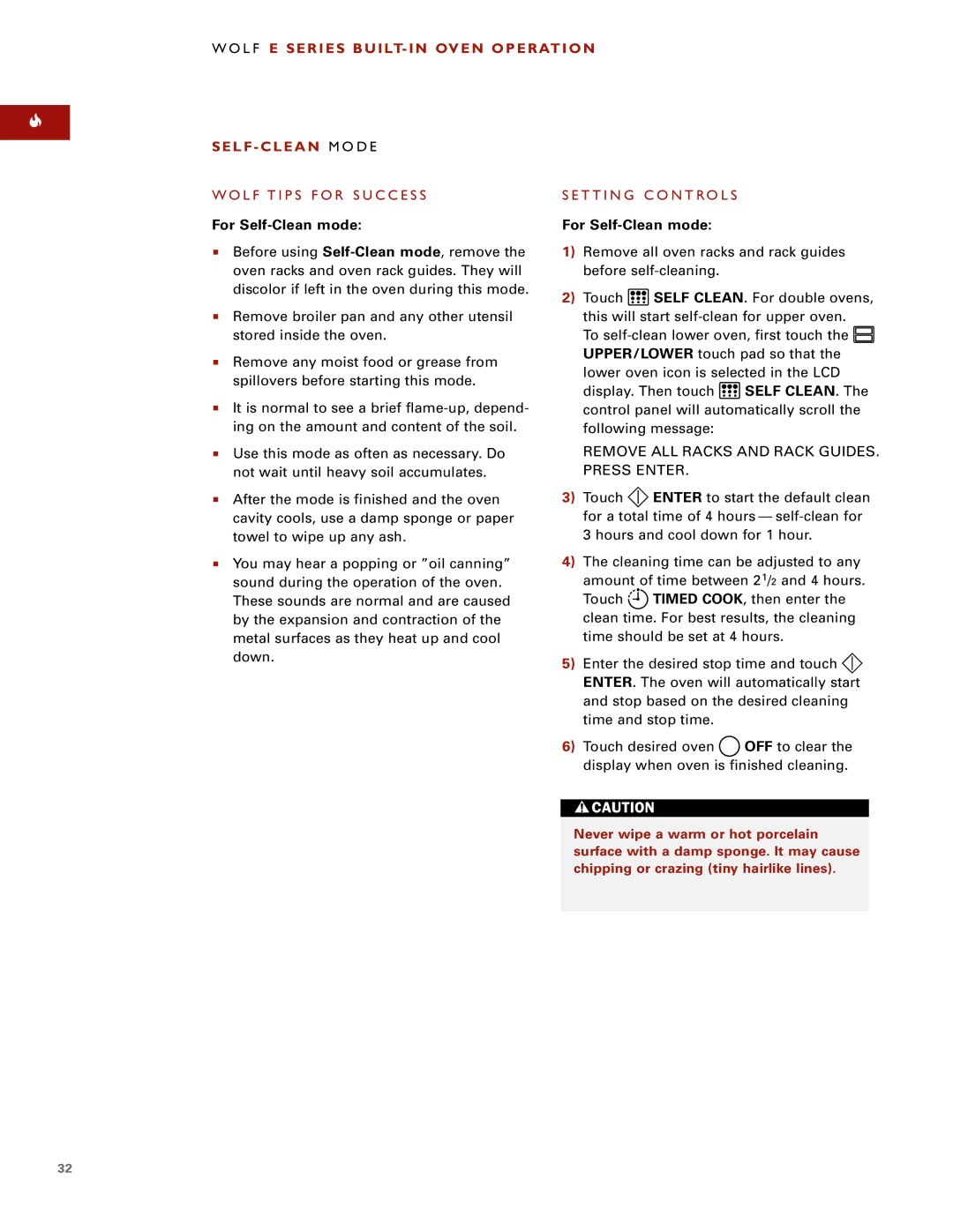 Wolf ICBSO30-2U/S, ICBSO30-2F/S manual For Self-Clean mode, Remove ALL Racks and Rack GUIDES. Press Enter 