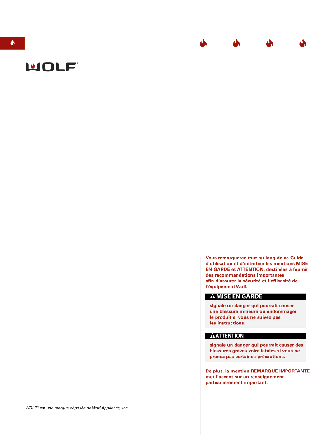 Wolf ICBSO30-2U/S, ICBSO30-2F/S manual Mise EN Garde 