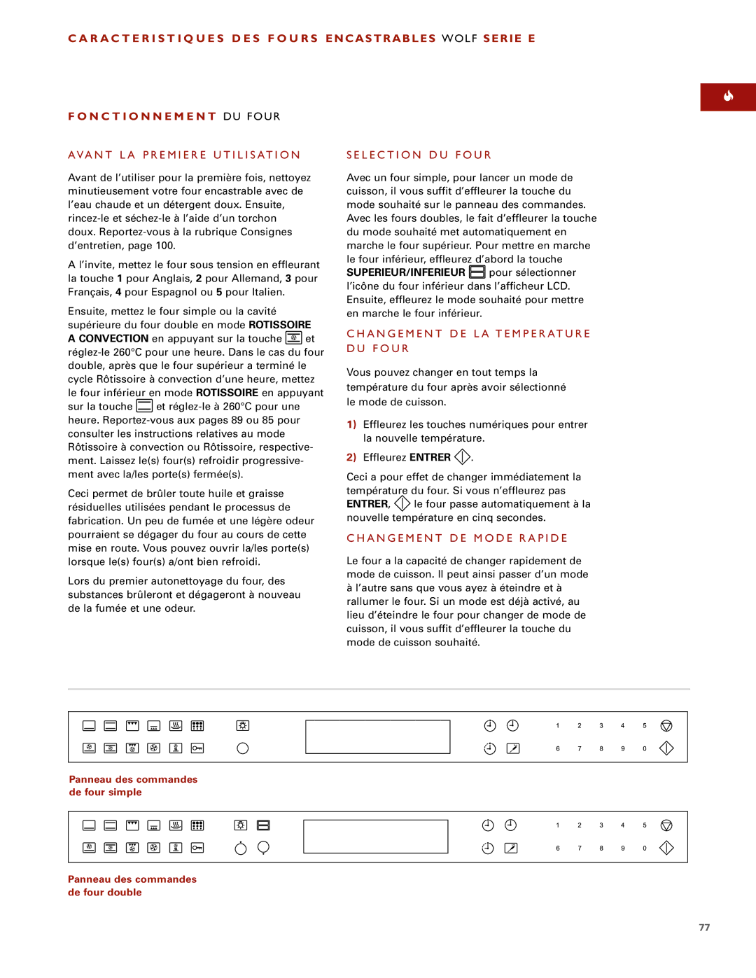 Wolf ICBSO30-2F/S, ICBSO30-2U/S manual N C T I O N N E M E N T DU Four, AVA N T L a, L E C T I O N D U, F O U R 