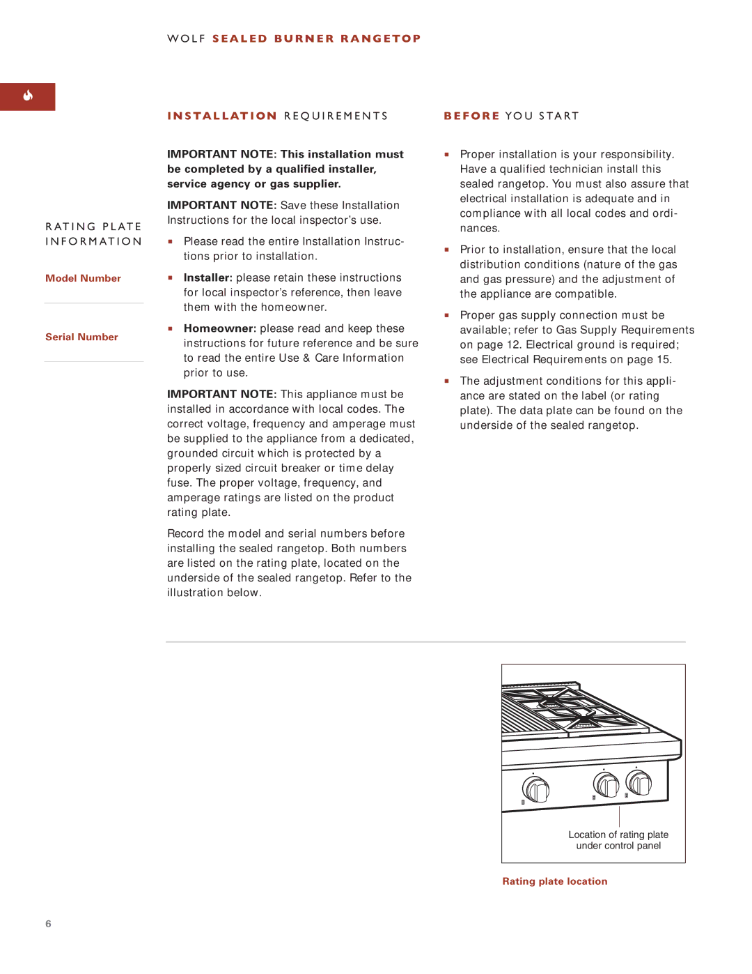 Wolf ICBSRT304 installation instructions F O R E YOU Start 