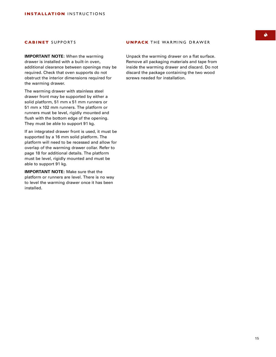 Wolf ICBWWD30 installation instructions PA C K the Warming Drawer 