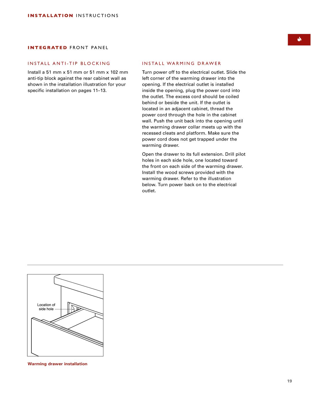 Wolf ICBWWD30 installation instructions Install Anti TIP Blocking 