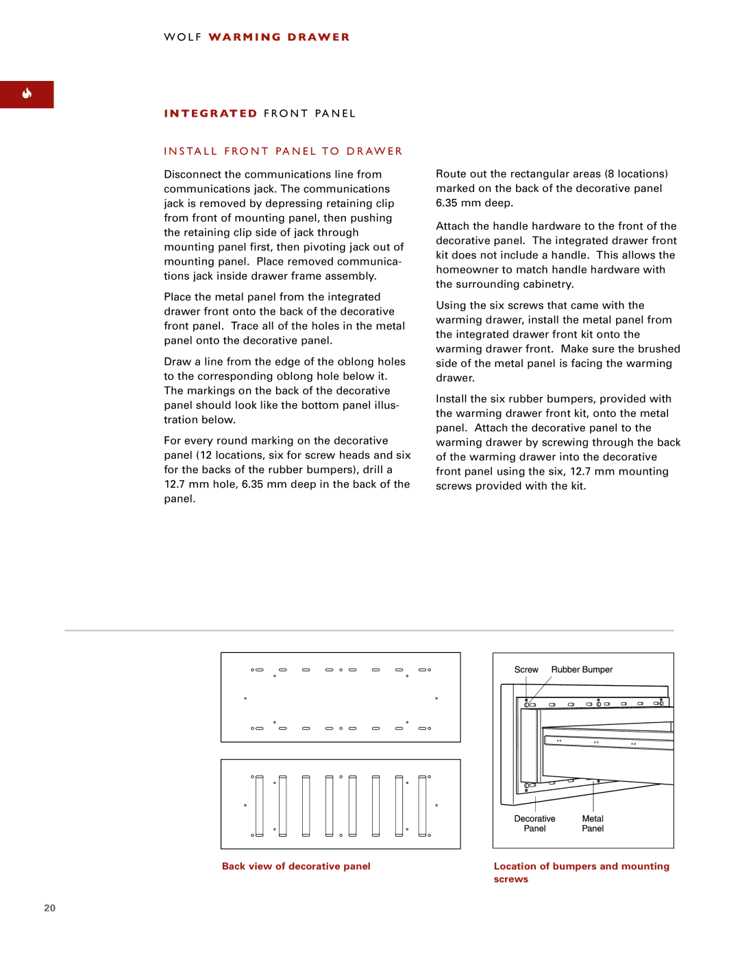 Wolf ICBWWD30 installation instructions Install Front Panel to Drawer 