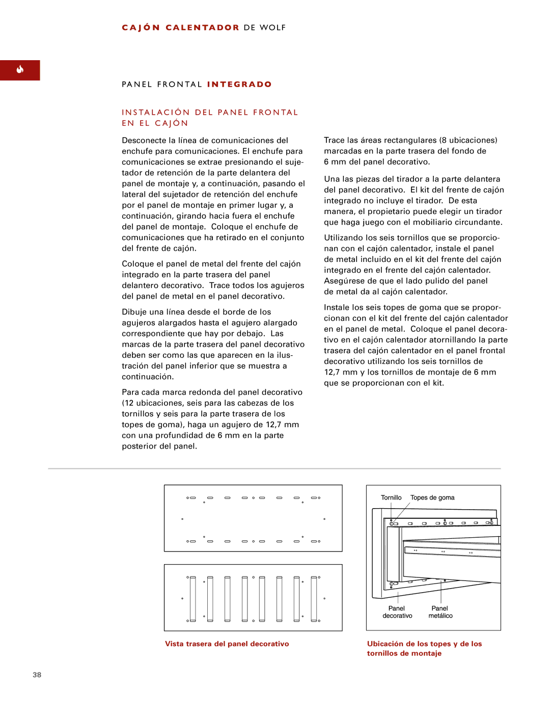 Wolf ICBWWD30 installation instructions Instalación DEL Panel Frontal EN EL Cajón 