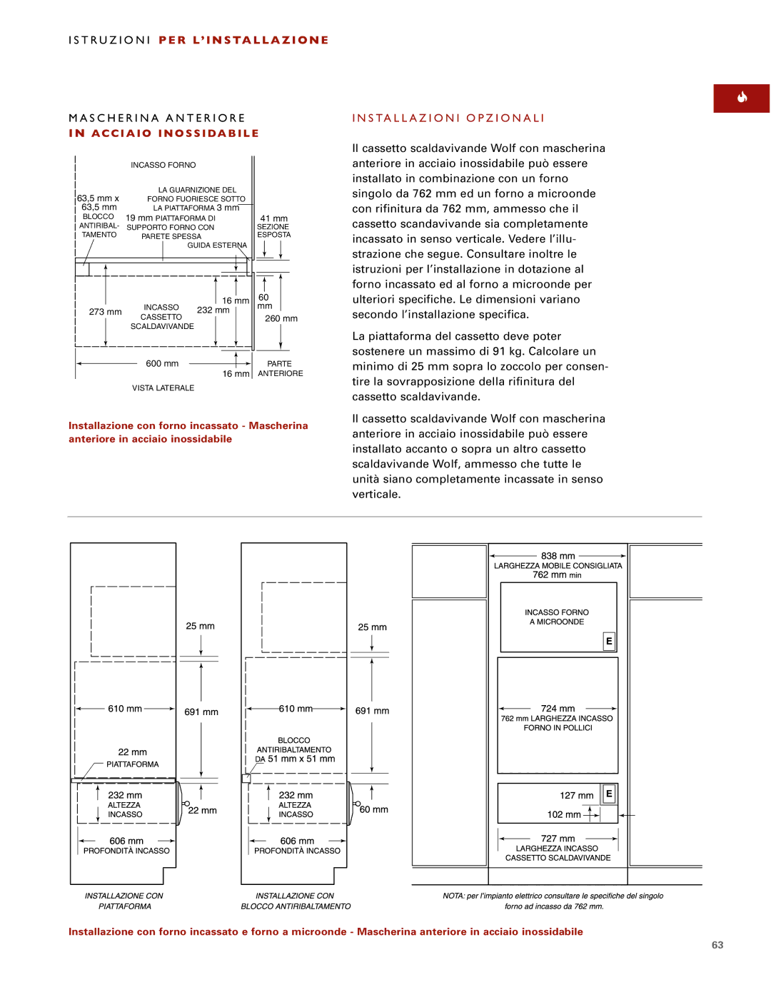 Wolf ICBWWD30 installation instructions Installazioni Opzionali, ACC I a I O I N O S S I DA B I L E 