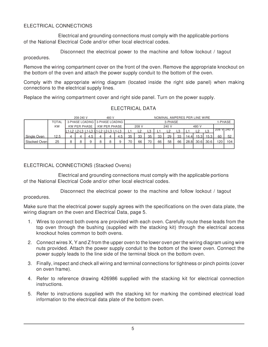 Wolf ML-136825 owner manual Electrical Connections, Electrical Data 